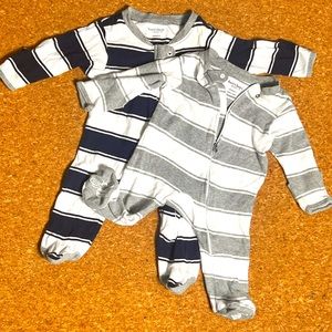 TWO Burt's Bees Baby Pjs, 100% Organic Cotton One-piece Zip Front Romper